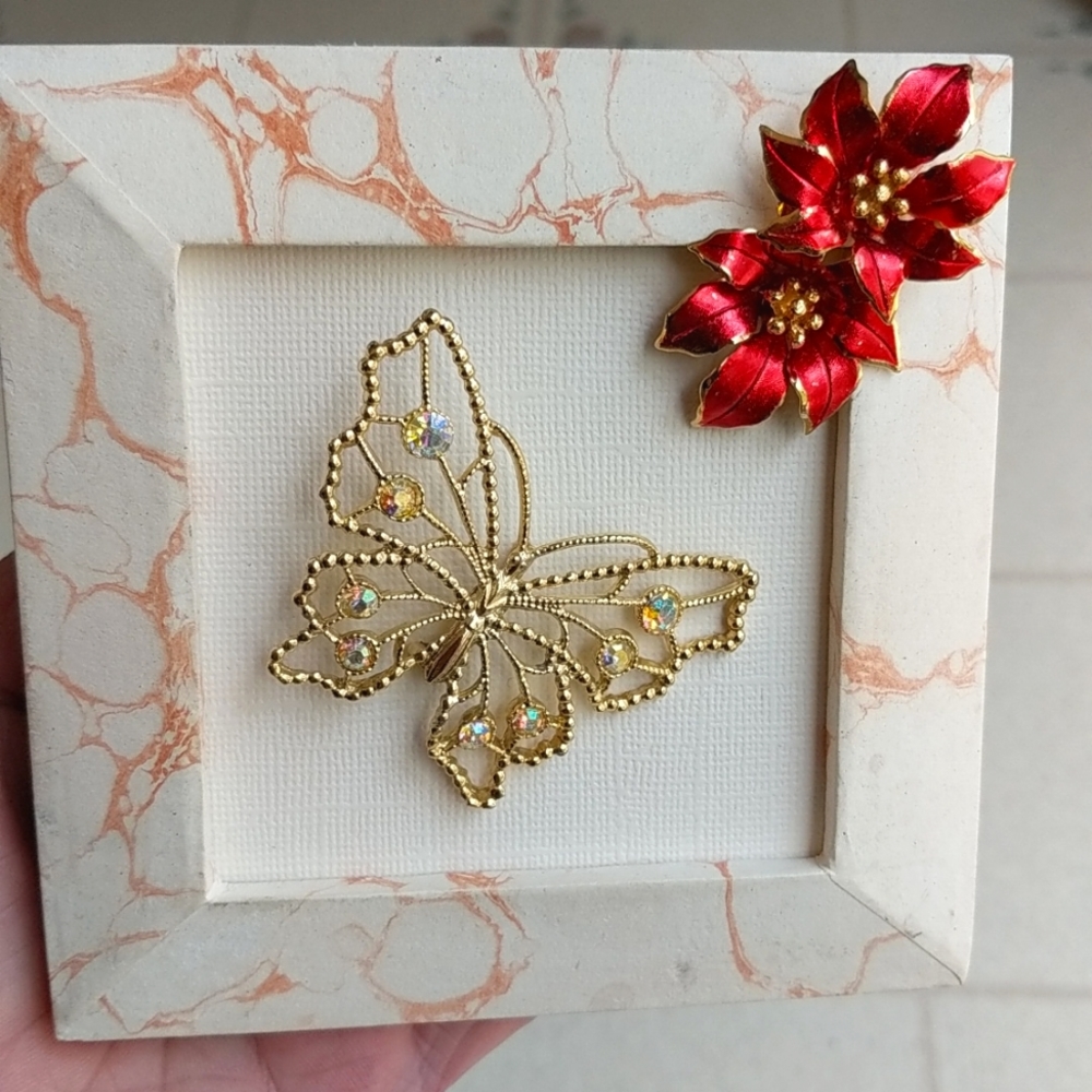 Butterfly art artisan handcrafted vintage framed wall art decor!